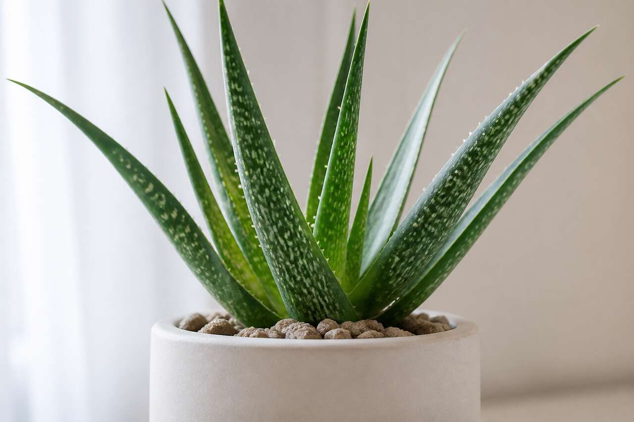 Aloe artificiel vert blanc : élégance et entretien facile