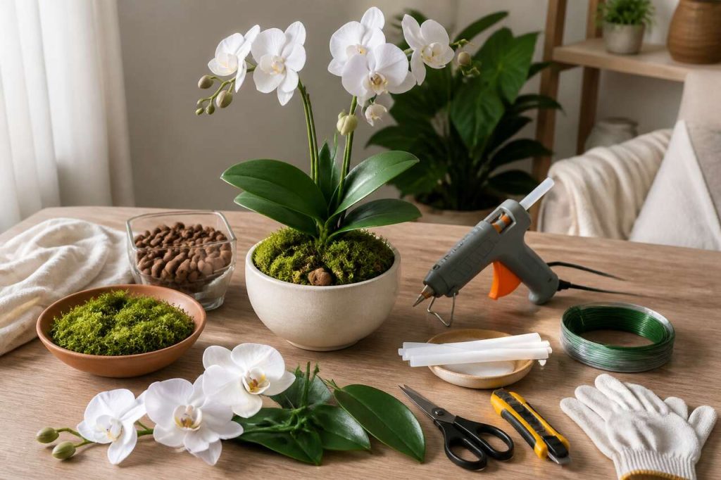 Phalaenopsis artificielle avec feuilles