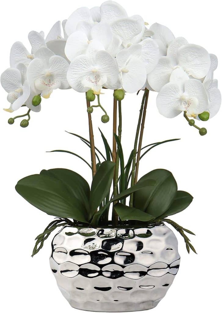 Avis : oairse plante artificielle orchidée blanche en céramique 44 cm