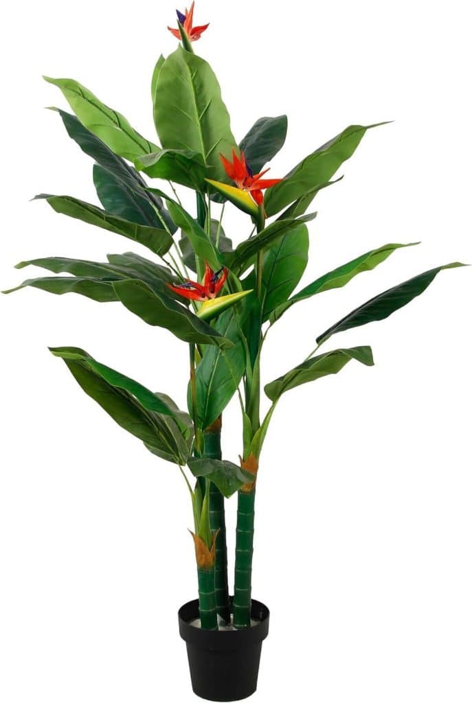 Avis sur le strelitzia artificiel : décoration réaliste en pot noir