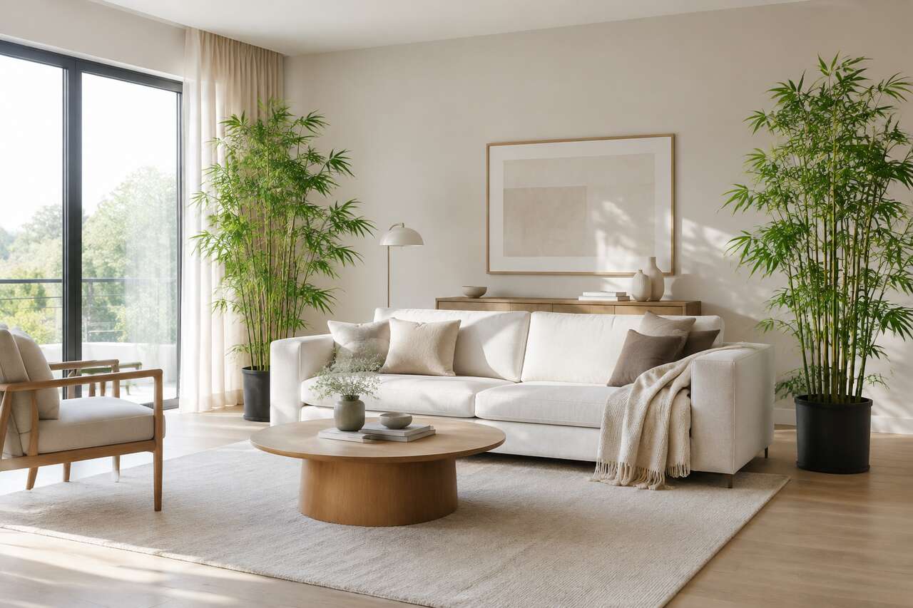 Id&eacute;es de d&eacute;coration int&eacute;rieure naturelle avec un bambou artificiel cannes multiples