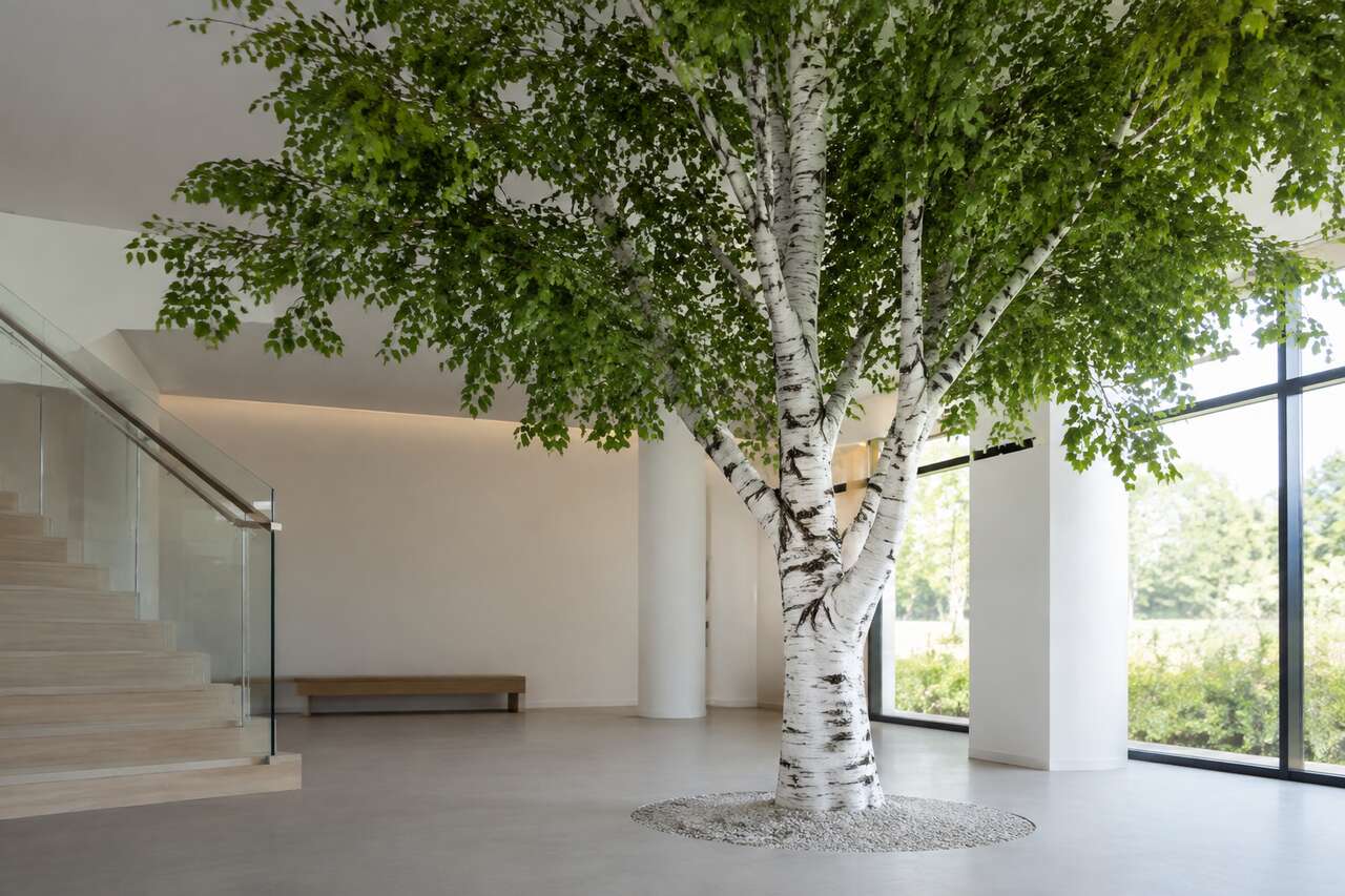 Bouleau artificiel géant : décoration naturelle d'intérieur