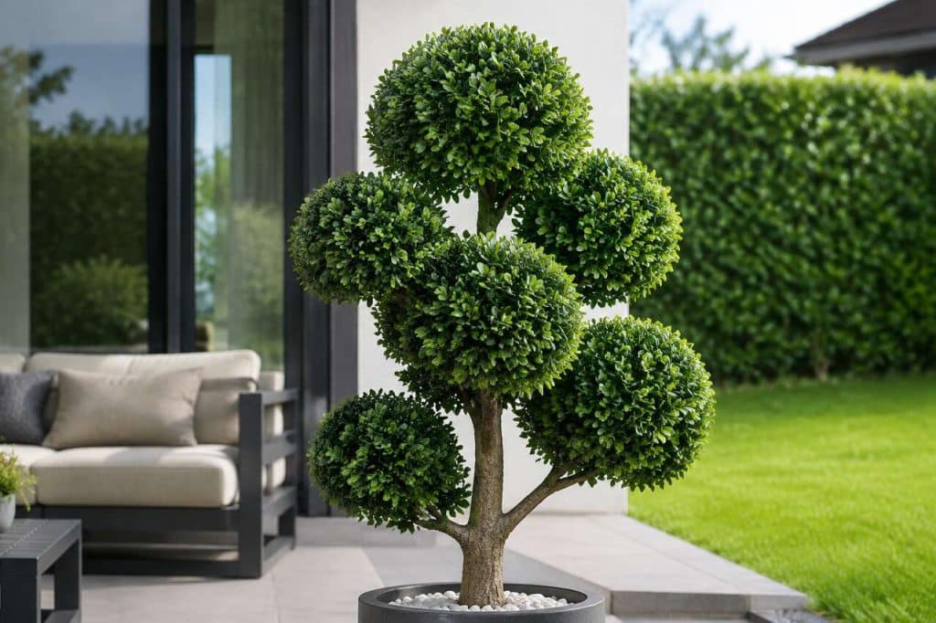 Boule de buis arborescente artificielle : élégance et entretien simplifié