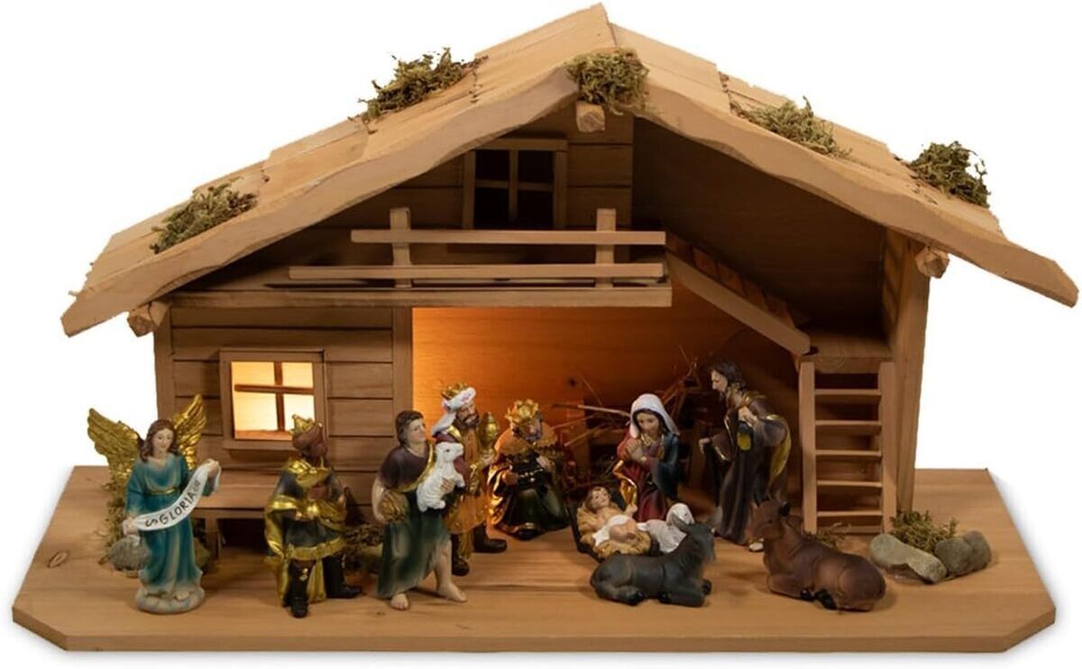 Avis sur la crèche de Noël en bois mgc24 : tradition et lumière au rendez-vous