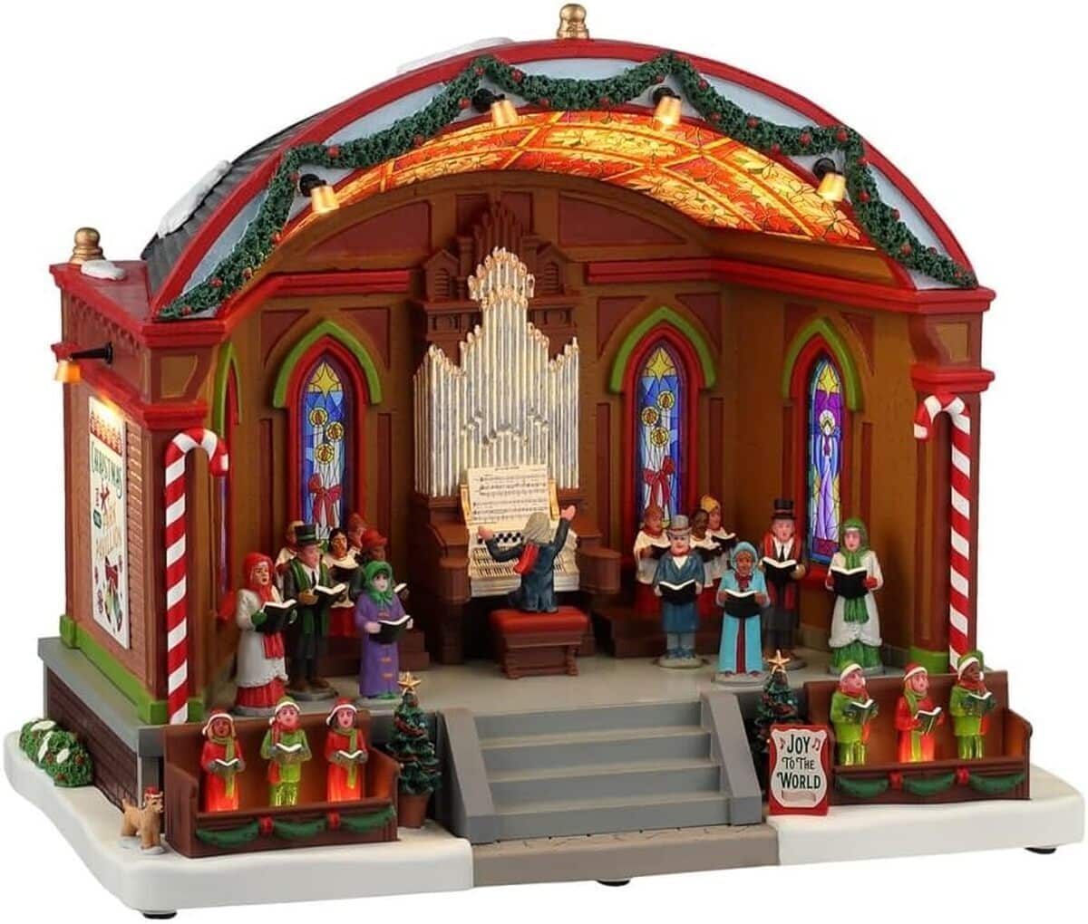 Avis sur le bâtiment lumineux lemax Noël dans le pavillon du parc